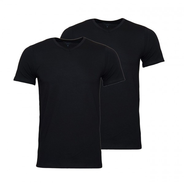Marc O`Polo 2er Pack T-Shirts Basic Shirts V-Ausschnitt 149804 000 schwarz WJ19-MPT1